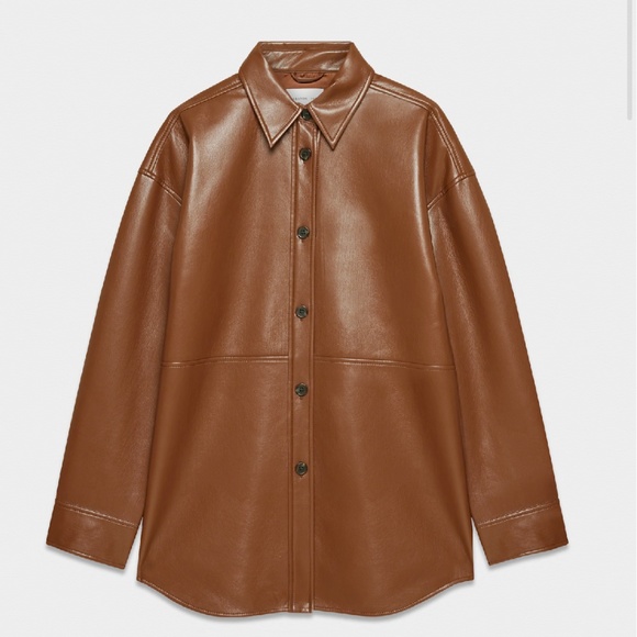 Aritzia Leather Pelli Babaton Shacket in Black - Picture 4 of 6